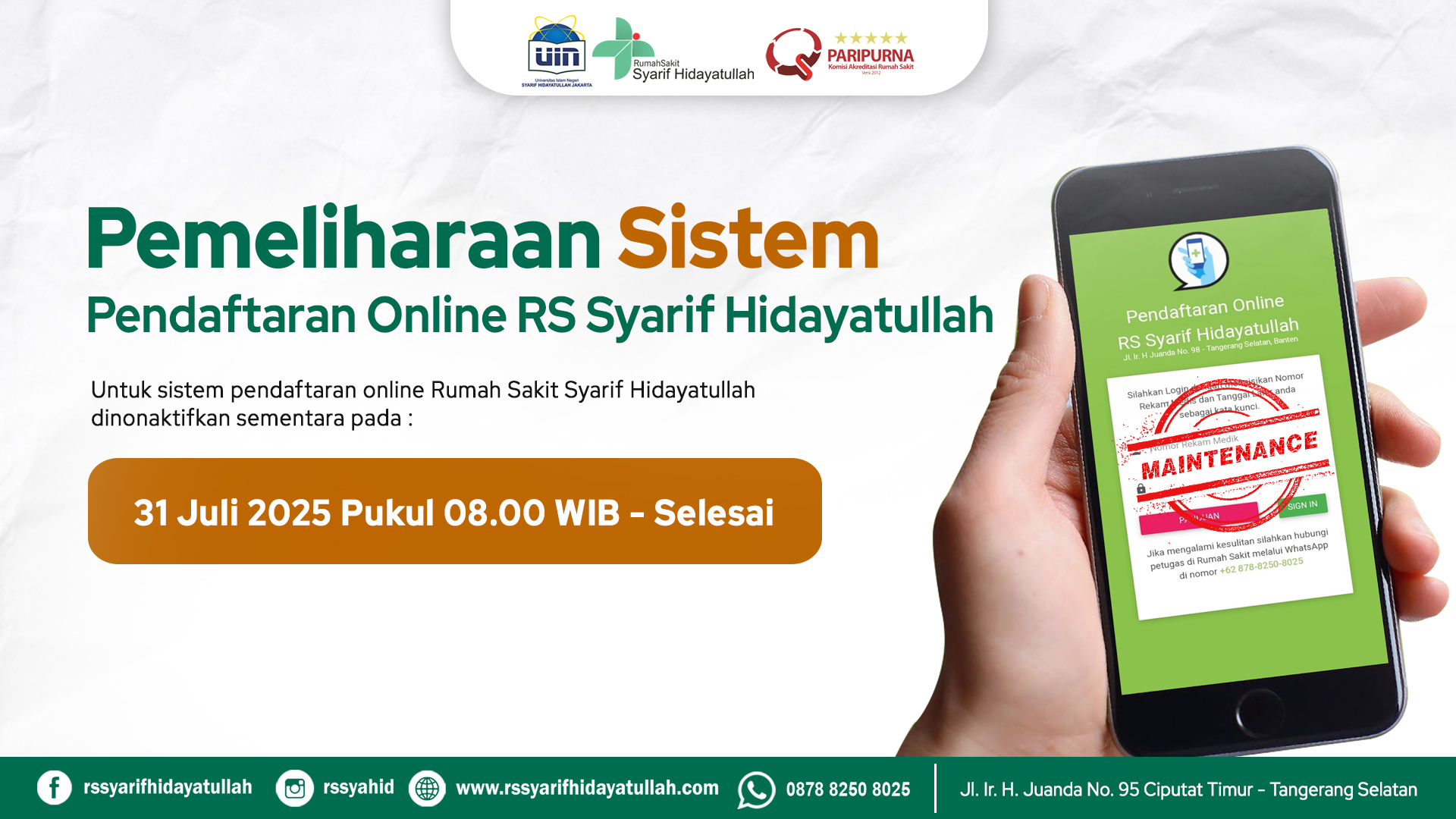 MAINTENANCE SISTEM DAFTAR ONLINE